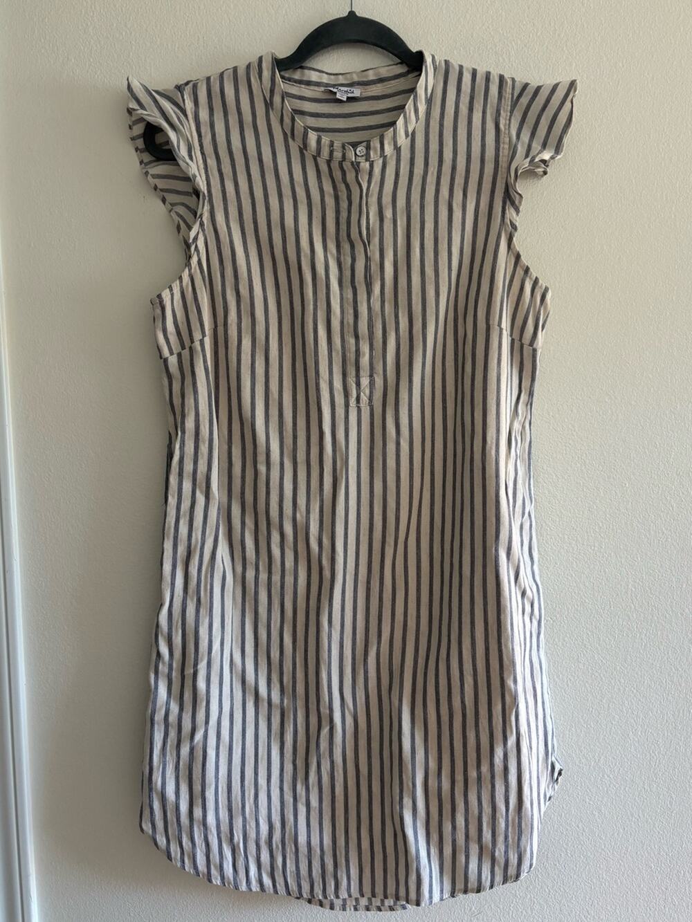 Splendid Striped Cap Sleeve Linen Blend Shirt Dress Size Medium